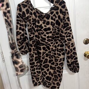 Leopard Print Long Sleeve Dress